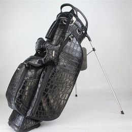 Black crocodile golf bag can stand can be tilted one shoulder bag multi-functional waterprof cover transparent customizable let226c