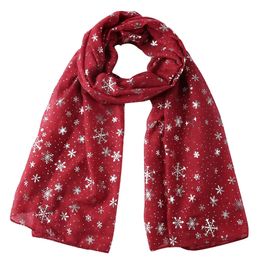 Scarves Christmas Snow Pattern Scarf Shawls Snowflake Dot Print Silver Foil Warm Wrap Scarves Hijab 7 Colour 231204