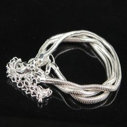 classic DIY 925 silver plating Snake chain Bracelets fit Europen Charms beads Lobster clasp bracelet 50pcs236d