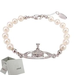 Saturn bracelet with box pearl beaded strand diamond tennis planet bracelets woman gold designer jewelryfashion accessories199A
