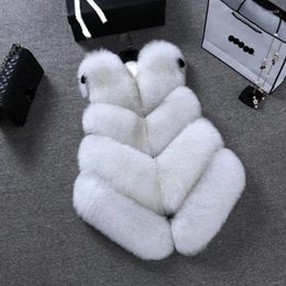 Women's Fur 2023 Fashion Luxury Faux Vest Women Fluffy Short Gilet Jacket Female Autumn Winter Fuzzy Coat Outerwear Z455