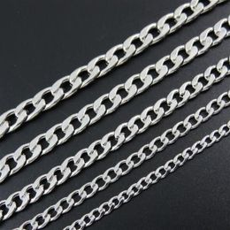 10meter 4 6 7 8mm in Bulk Jewelry Making Lot Meters Beveled Flat Figaro Stainless Steel Unfinished 1;1 NK Chain DIY Jewelry Findin307U