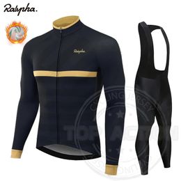 Cycling Jersey Sets 2024 Winter Thermal Fleece Set Cycling Clothes Men's Raphaful Jersey Suit Sport Riding Bike Clothing Bib Pants Warm Set 231204