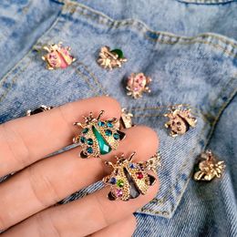 Pins Brooches Insect Brooches Shiny Crystal Small Ladybird Brooches Pin Colourful Bee Women Lapel Pins Clothing Jewellery Accessories 231202