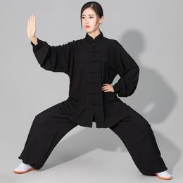Martial Arts Tai chi Solid Cotton 6 Colors High Quality Wushu Kung fu Clothing Kids Adult Wing Chun Suit 231204