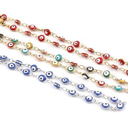 2021 Summer Fashion Turkish eye Stainless Steel Anklet Enamel Round Evil Eye Anklets Bracelets For Women Man Jewellery Gifts197n