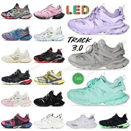 2024 track led 3 sneakers designer casual shoes Tracks 3.0 LED paris Italy Brand Triple black leather Nylon Printed Platform famous hiking trainers sports Mens Womens