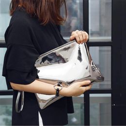 Laser holographic Women Envelope Clutch Luxury party shining lady Clutches PU Leather Female Wrist clutch purse evening bags 22050282s