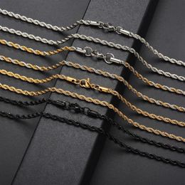 Punk Hiphop Necklace Chains ed Rope Stainless Steel For Women Men Gift Gold Silver Black South American Designer Jewelry Neck2591
