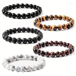 Link Bracelets 6 8 Mm Stone Beads Men Bracelet Black Gallstone Obsidian For Women Simple Fashion Jewellery Trend Accessories