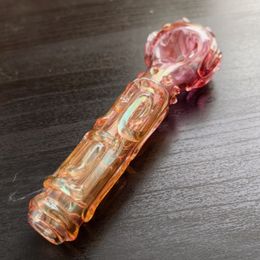 4.5" glass smoking hand pipe w gold fume pyrex colorful spoon glass water pipe handmade smoking accessories