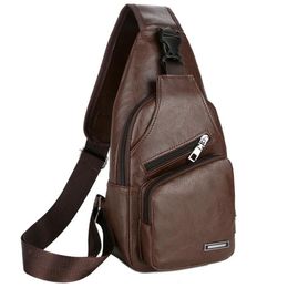 Duffel Bags USB Charging Men Teen Chest Pack Leather Sling Shoulder Bag Boys Portable Phone Crossbody WaterProof Fashion Travel292E