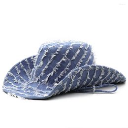 Berets Cowboy Hats Denim Hat Plaid Flat Top Fashion Women Matching Washed Outdoor Bucket Unisex