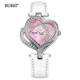 Women's Watches BUREI Brand Ladies Fashion Heart Watch Women Waterproof Luxury Casual Leather Bracelet Quartz Wristwatches Relogio Feminino 231204