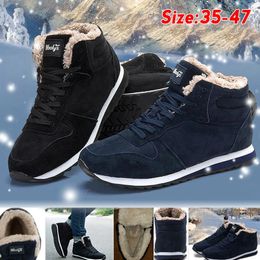 Boots Men Boots Men's Winter Shoes Fashion Snow Boots Shoes Plus Size Winter Sneakers Ankle Men Shoes Winter Boots Black Blue Footwear 231202