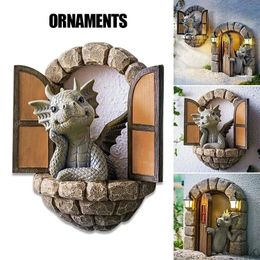 Decorative Objects Figurines Cute Mini Dinosaur Model Resin Decoration Household Pendant Outdoor Garden Crafts Gift Toys 231204