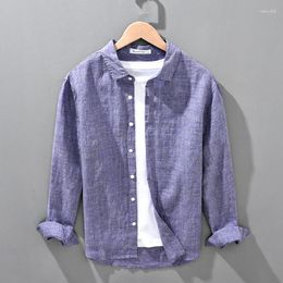 Men's Casual Shirts 2023 Spring Long Sleeve For Men Pure Linen Plus Size Comfortble Button Up Shirt Fashion Clothing