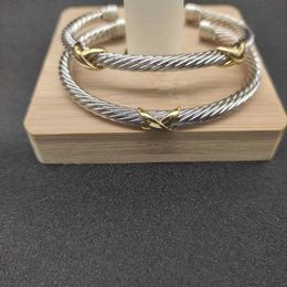 Bracelets Men Dy x ring Sliver Gold Double Twisted DY X MM Bracelet For Women High Quality Station Cable Cross Collection Vintage Ethnic Loop Hoop Punk Jewellery Band