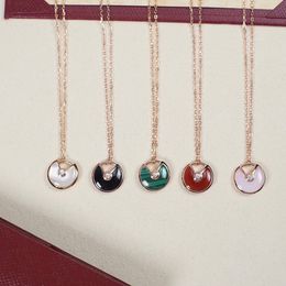 Luxury Pendant Necklace Copper Round Amulet Brand Designer Charm Chain Choker For Women Jewelry With Box