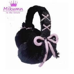 Ear Muffs Mikumn Harajuku Y2k Cute Sweet Bow Plush Warmer Women Girls Winter Warm Earmuffs Foldable Outdoor Cold Protection Cover 231204