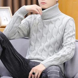 Men's Sweaters Men Twist Pattern Sweater Stylish Turtleneck Autumn Winter Knit Tops For Teenagers Thickened Pullovers