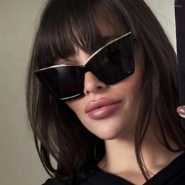 Sunglasses Vintage Cat Eye Oversize Rectangle Sun Glasses Designer Eyeglasses For Women Shades Female UV400