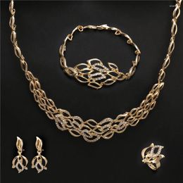 Necklace Earrings Set Moroccan Arabic Wedding Bridal Jewelry Woman Quality Dubai 18K Gold Plated Custom Jewellery Wholesale