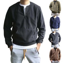 Men's Hoodies Casual Long Sleeve Half Zip Sweatshirt Clothes For Sports Men Fleece Sweatshirts Fuzzy Up Hoodie