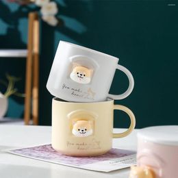 Mugs 3D Firewood Dog Mug Cute Cartoon Ceramic Cup Akita With Lid Spoon Student Office Home Water Cups Couple