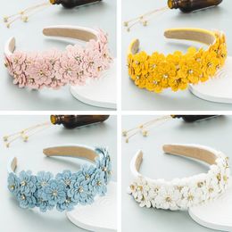 Headbands Colorful Flower Inlaid Zircon Retro Headband for Women Korean Fashion Trend Flower Headband Headdress for Girls Hair Accessories 231204