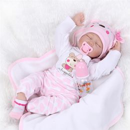 Dolls 55cm Silicone Reborn Sleeping Baby Doll Kids Playmate Gift for Girls Alive Soft Toys Bouquets Bebe 231204