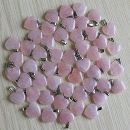 Charms Fashion natural Rose quartz stone Love heart shape pink stone beads Pendants 20mm for Jewellery making pendant 1988