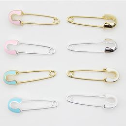 Pins Brooches Islam 3.8 cm no loops Safety Pin Pink Blue Enamel With Gold Silver Plated Small Brooch Baby Pins Brooches 231204