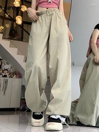 Women's Pants Circyy Khaki Cargo Wide Leg Streetwear Lace Up Drawstrin Vintage Comfortable Fashion Casual Straight Trousers