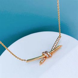 Pendant Necklaces Selling Knot Necklace S925 Silver Rope ed Zircons Daily Women's Diamond Wedding ChokerPendant Necklaces224g