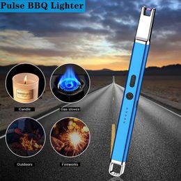 Home Use Kitchen Candle No Gas Stove Plasma Pulse Arc Lighter Outdoor Metal Windproof Power Display LED Lighting Hook Igniter