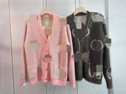 1203 L 2023 Runway Autumn Brand SAme Style Sweater Long Sleeve V Neck Pink Gray Cardigan Womens Clothes High Quality Womens qian