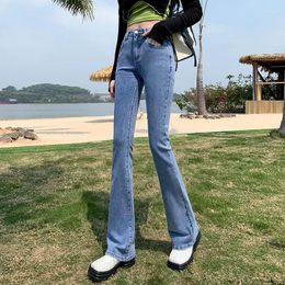 Women's Jeans Woman's Skinny Flared Korean High Waist Elasticity Slim Sexy Black Blue Denim Pants Female Street Fashon Boot Cut Trousers