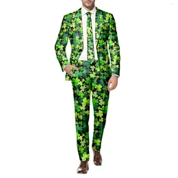 Men's Tracksuits Male Long Sleeve Coat And Pants Two Piece Suit Printed Button Multi Pockets For Holiday Party Mandarin Suits Men