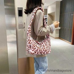 Winter Soft Warm Plush Bags For Women 2023 Luxury Faux Fur Leopard Cow Pattern purple Shoulder Fashion Female Tote Bag Q1230301f