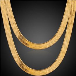 Men Women Elegant Hip-Hop Punk 18K Real Gold Plated 24inch Fashion 7MM 10MM Long Snake Chain Necklaces Costume Necklace Jewelry250J