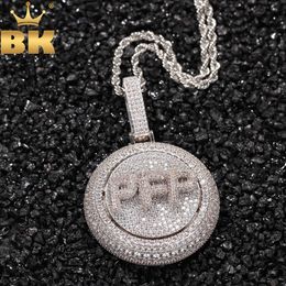 Pendant Necklaces TBTK Personalised Bubble Initial Letter Rotatable Necklace Full Cubic Zirconia Custom Spinning Hiphop Jewellery 231204