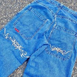 Women's Jeans JNCO Y2K Harajuku Hip Hop Retro Graphic Embroidery Blue Baggy Men Women Gothic High Waist Wide Leg Trouser