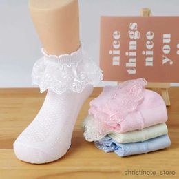 Kids Socks Spring Summer Breathable Cotton Lace Ruffle Princess Cute Thin Mesh Socks Children Ankle Short Sock Solid White Baby Girls Kids