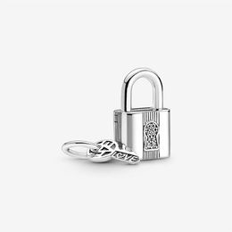 100% 925 Sterling Silver Padlock and Key Dangle Charms Fit Original European Charm Bracelet Fashion Wedding Engagement Jewellery Acc2558