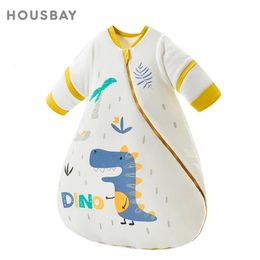 Sleeping Bags Baby Sleeping Bag 3.5Tog Winter Thick Kids Wearable Blanket Cartoon Animal Print Keep Warm Sleepsack Quilt Removable Sleeves 231204