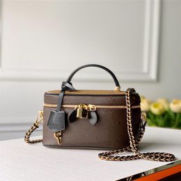 High Quality Women Vanity Case Fashion Woman Nice Makeup Cases Bags Genuine Leather Cross Body Totes Purses Handbag Lunchbox Squar307x