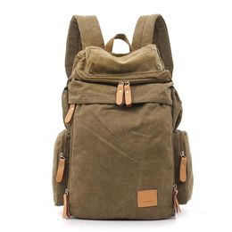 Backpack Fashion Classic Canvas Men's Tide Brand Casual European And American Retro Large-capacity Trend Travel Bag221O