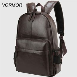 VORMOR Brand waterproof 14 inch laptop backpack men leather backpacks for teenager Men Casual Daypacks mochila male 220329320E