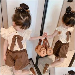 Clothing Sets Summer Girls Set Small Flying Sleeve Shirt Bud Pants Suits Baby Princess Sport Tracksuits Toddler Children 2Pcs Drop Del Dhbwc